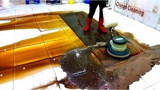 Extraordinary beautiful color dirty old carpet cleaning satisfying ASMR