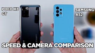 POCO X3 GT vs Samsung A52 SPEED TEST & CAMERA Comparison | Zeibiz