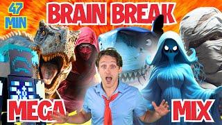 The Ultimate Brain Break Mega Mix | Kids Workouts (Dinosaur, Minecraft, Sharks, Monsters)