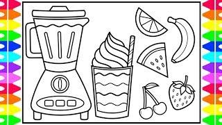 How to Draw Fresh Fruit Juice and Blender for Kids Fruit Juice Drawing and Coloring Pages