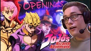 JoJo's Bizarre Adventure Openings (1-12) FIRST TIME REACTION | IT REVERSED?!