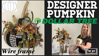 Designer pumpkin using Dollar Tree Pumpkin Wreath Form | Dollar Tree DIY | GLAM!!