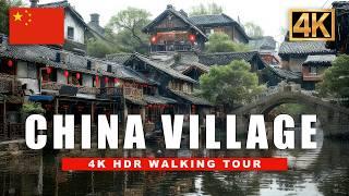  Relaxing China Walking Tour - A Picturesque Water Village - Suzhou, China 4K Rain Walk HDR 60fps