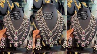 Latest Diamond finish Bridal Haram Jewelry with Price/Nayanthara Wedding Jewellery collections