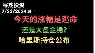 第1231期「幂笈投资」7/22/2024 今天大涨！多头该逃命还是该入场？｜ 政坛明星--哈里斯持仓公布 ｜ moomoo