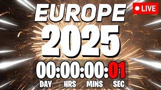 EUROPE NEW YEARS 2025 COUNTDOWN LIVE 24/7 & Central European Time, CET New Year Countdown