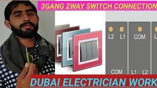 DUBAI ELECTRICIAN WORK 3GANG 2 SWITCH CONNECTION SWITCH DAITELS 2.5 MM WIRE 3×3 GI BOX