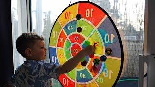 Large Dart Board Game Set for Kids with 12 Sticky Balls