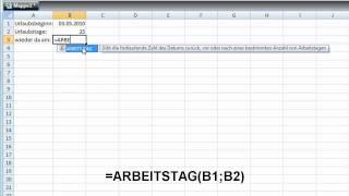 40 weitere Excel-Funktionen - ARBEITSTAG
