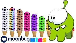 Learn English with OmNom: counts colorful ice cream scoops| Little Baby Bum | Moonbug Kids Deutsch