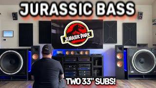 Jurassic T-Rex BASS  Crazy Home Theater System With 2 33" Subs Stomping the House Down
