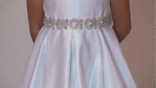 Girls Dress Style 587 - Choice of White or Ivory Satin Sleeveless Dress with Beaded Detailing