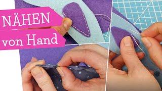 Von Hand nähen | Knoten Steppstich Applizieren | Linkshänder | nähen lernen mit Kindern | mommymade