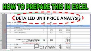 Simplified Detailed Unit Price Analysis-Step-by-Step Derivation of Unit Rate