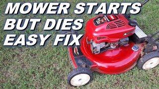 Mower starts and dies, quick and easy fix.