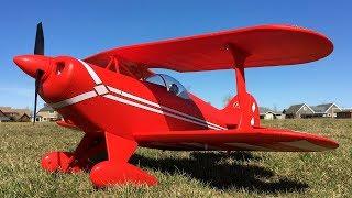 E-flite Pitts S-1S RC Biplane Flight Off Grass With 4S Scorpion 1800