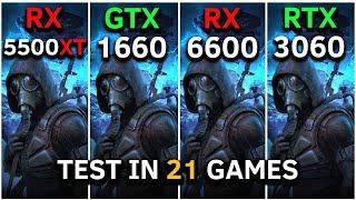 GTX 1660 vs RX 5500 XT vs RTX 3060 vs RX 6600 | Test in 21 Games | RYZEN 5 5600 | 2025