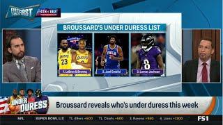 FIRST THINGS FIRST | Nick breaks down Broussard's under-duress List: 1 LeBron & Bronny; 2 Embiid;...