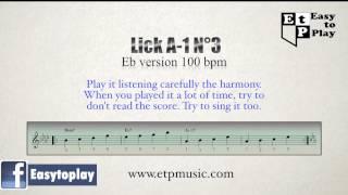 Jazz Saxophone Licks A1 - Exercise 3 (100bpm) for alto sax, baritone sax or Eb instruments