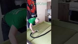 Чистка зелёного дивана от СамКлин
