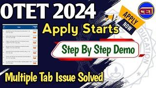 OTET 2024 P1- P2- Both Paper(Arts-Science)Step By Step Apply DEMO️ Multiple Tabs Issues Solved 