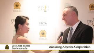 Wanxiang America Corporation share a few words at the 2015  Asia Pacific Stevie Awards.