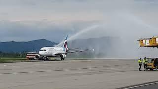 AVIATION: Eröffnung der Eurowings Basis am Flughafen Graz mit Wassersalut