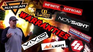 WARRANTIES Baja Designs, Auxbeam, Novsight, Nilight, CoLight, Roadshock, Vivid, Infinite Offroad