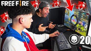 MI AMIGO REACCIONA A COMO JUEGO FREE FIRE SOLO VS ESCUADRAS EN COMPUTADORA !! | TheDonato