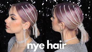 NYE Hair Tutorial with Rhinestone Hair Extensions & Glitter Hair Spray