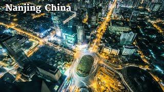 Nanjing City China Night by Drone 4k   Nanjing China Drone Shots