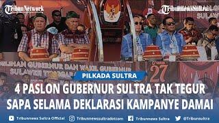 4 Paslon Gubernur Sultra Tak Tegur Sapa Selama Deklarasi Kampanye Damai, Duduk Sesuai Nomor Urut