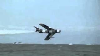 MiG-17 Extreme Low Pass over the ocean.