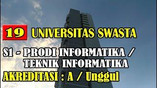 19 UNIVERSITAS SWASTA - S1 PRODI INFORMATIKA / TEKNIK INFORMATIKA  AKREDITASI : A / UNGGUL