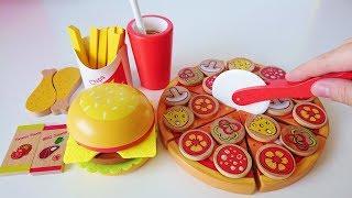 Toy cutting pizza hamburger learn names of fruits vegetables learn to count numbers