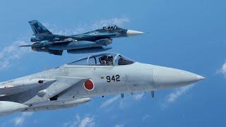 航空自衛隊 飛行開発実験団「テストパイロット」の世界。F-15、F-2戦闘機空撮。JASDF “TEST PILOT”　F-15 Eagle,  Mitsubishi F-2