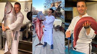 I cooked a 55 kg tuna fish in many varieties.  55 kg’lık bir orkinos balığını birçok çeşitte pişirdm