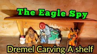 Woodcarving an old wooden shelf. Spirits of the eagle spy.   A Tribute to ‎@justcarverob9389 