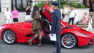 LEONARDO DEL VECCHIO leaving with his NEW FERRARI LAFERRARI at Hotel de Paris in Monaco!!