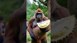 Doesn't durian prick his hand #funnyanimal #funny #shots #pets  #gorilla #cute