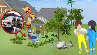 Penampakan Mobil Van Upin Ipin Horor Terekam Drone Yuta Mio  Sakura School Simulator