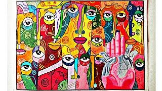 African Creative Art। Cubism Art Lesson। Cubism Picasso Inspired Potrait। Cubism Face Art।