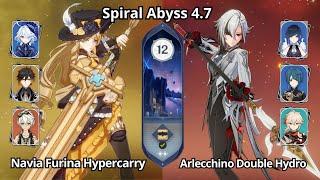 C0 Navia Furina & C0 Arlecchino Double Hydro - Spiral Abyss 4.7 Floor 12 Genshin Impact