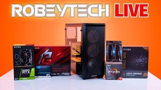 How to Build a PC - Robeytech LIVE - Giveaways + $1000 Build ( 3600x / 2060 KO) | Robeytech