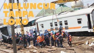 Evakuasi Gerbong Kereta Api Larat di Stasiun Malang Kota Lama