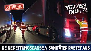 „Verpiss Dich“ // Keine Rettungsgasse – Sanitäter rastet aus und legt sich mit LKW an