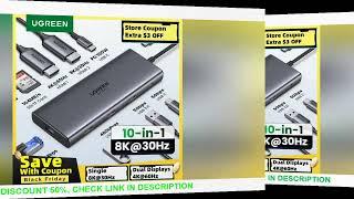 UGREEN Dual HDMI USB HUB 8K HDMI Adapter 10 in 1 Splitter with RJ45 USB 3.0 PD 100W Dock for MacBook