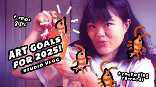 studio vlog | Packing Patreon rewards, Art goals for 2025, and more!