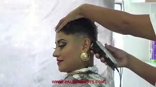 Beautiful woman with long hair is shaved smooth | Razor shave | Step by step head shave |