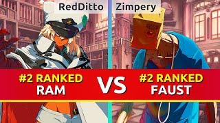 GGST ▰ RedDitto (#2 Ranked Ramlethal) vs Zimpery (#2 Ranked Faust). Guilty Gear Strive